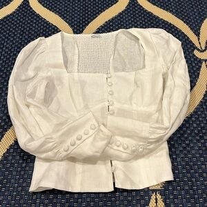 100% linen size 2 white reformation corset style top with buttons